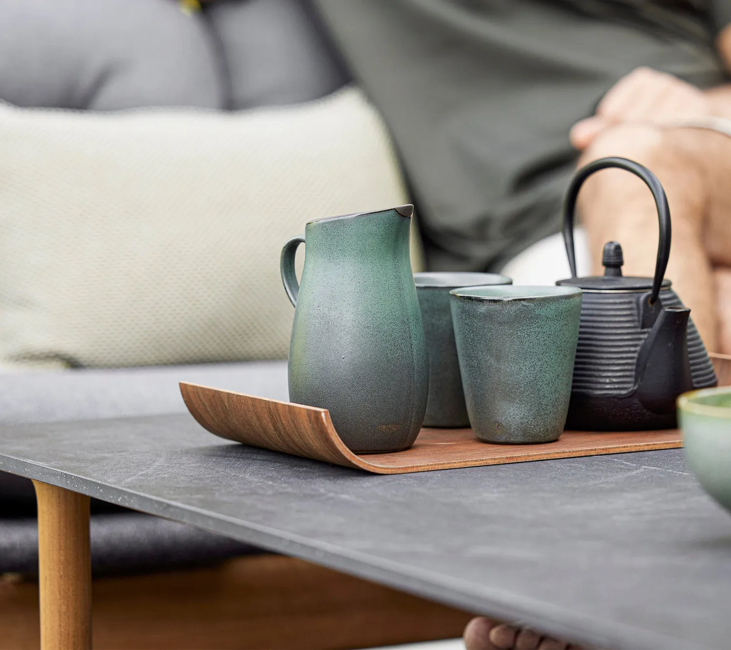 Cane-Line Twist sofabord fossil black lava grey rektangulær