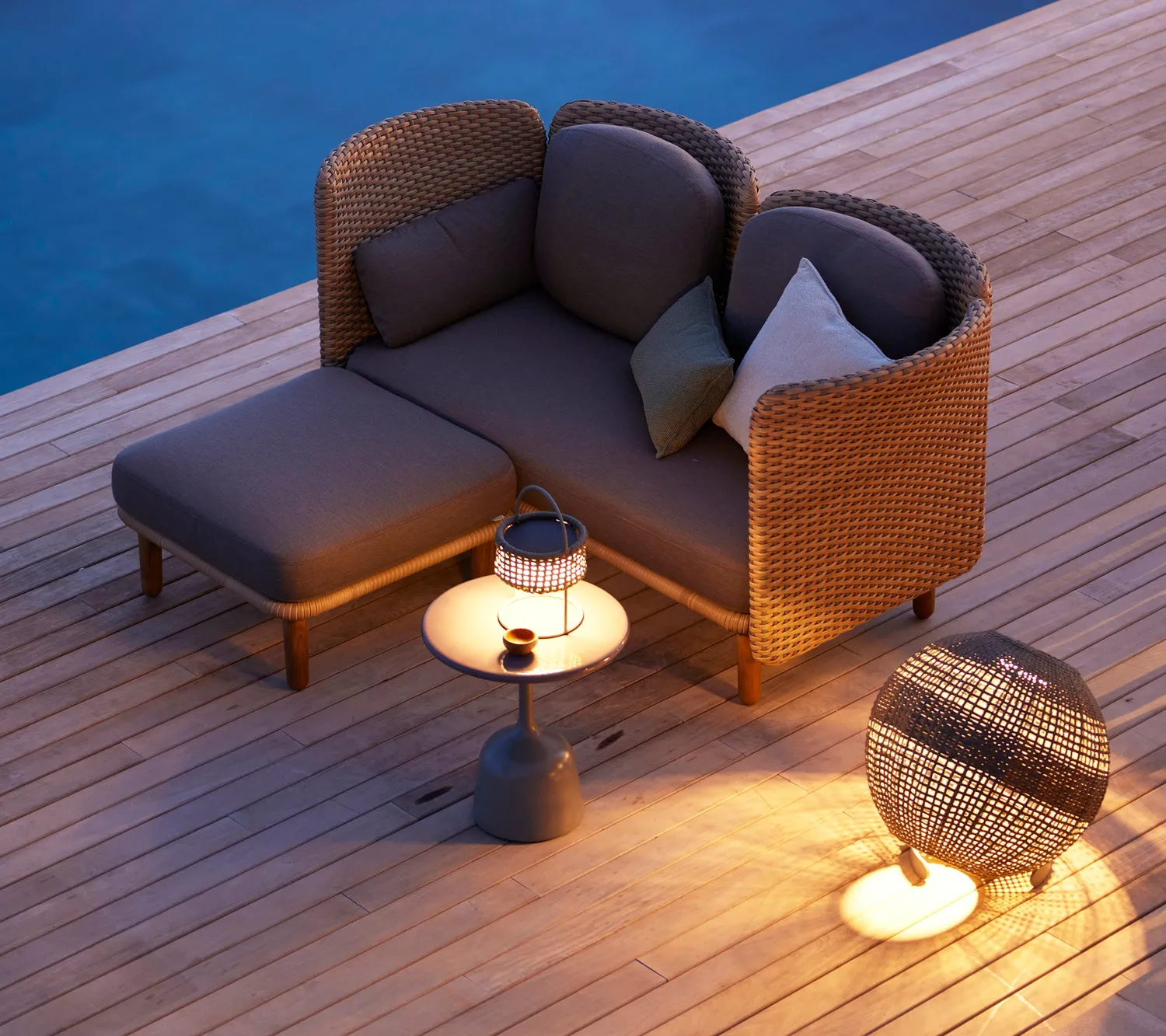 Cane-Line Illusion rund lampe Taupe Soft Rope Solar