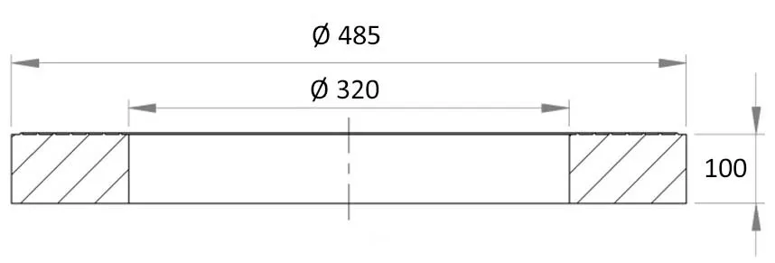 DUTRA Ø315 topring 100 mm høj i støbejern