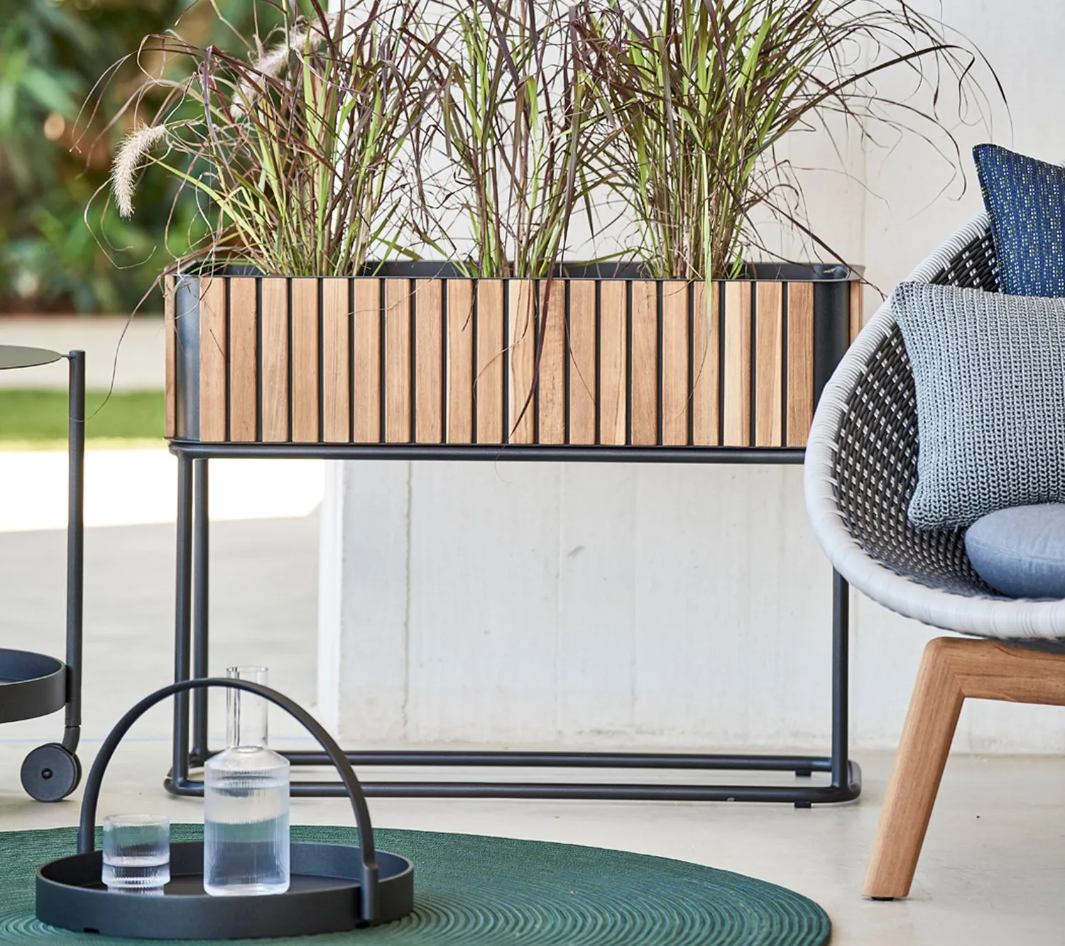 Cane-Line Combine plantekasse rektangulær teak lava grey