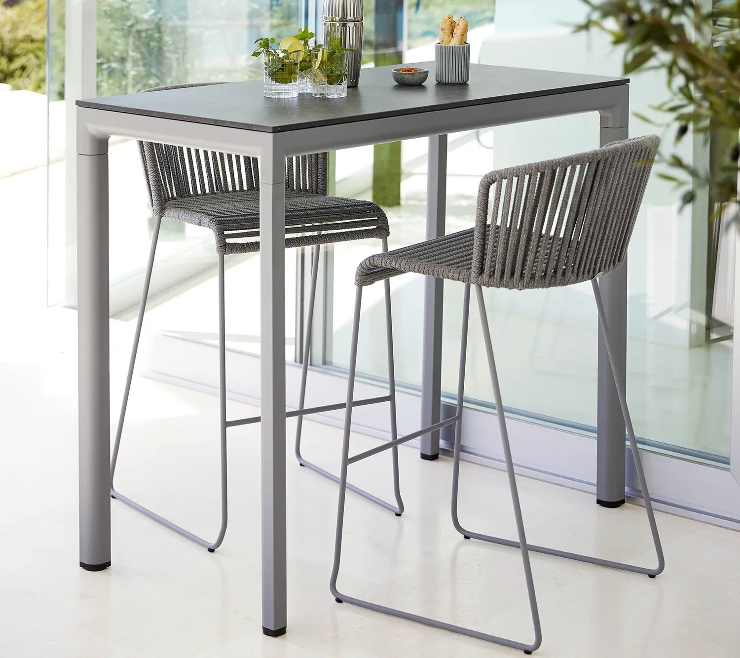 Cane-Line Moments barstol grey Soft Rope stabelbar