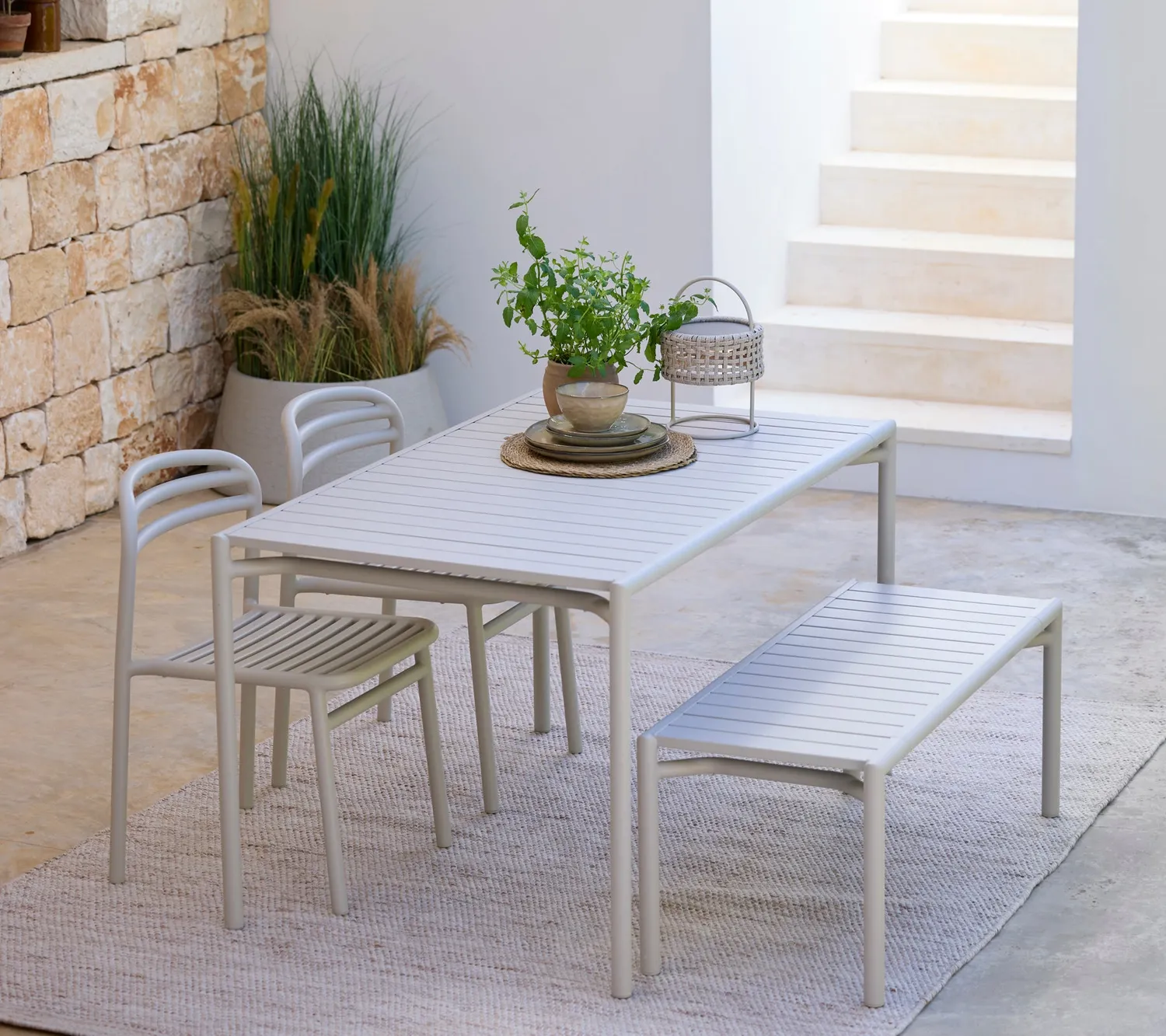 Cane-Line Bliss sofabord bænk sand aluminium