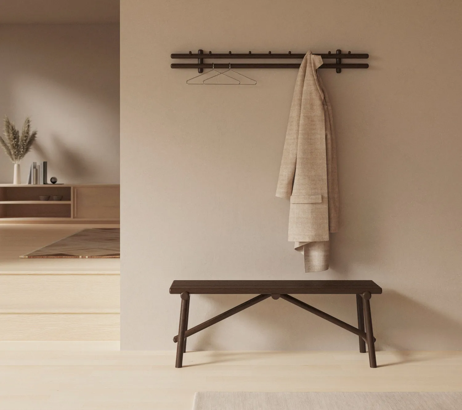 Cane-Line Sticks bænk mahogni dark brown indendørs