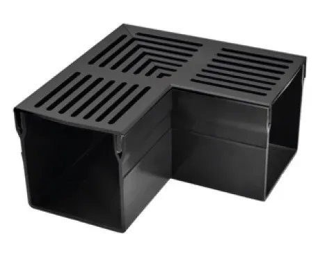 DUTRA STAR-Drain hjørnestykke 100x100 sort alu rist