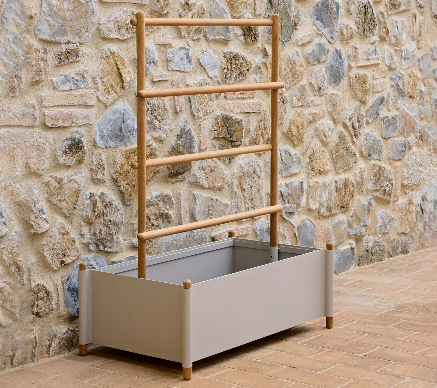 Cane-Line Sticks plantekasse stor teak lava grey aluminium