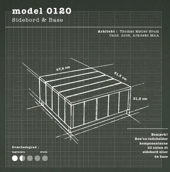 ARKI kit Model 0120 sidebord og base byggesæt lille