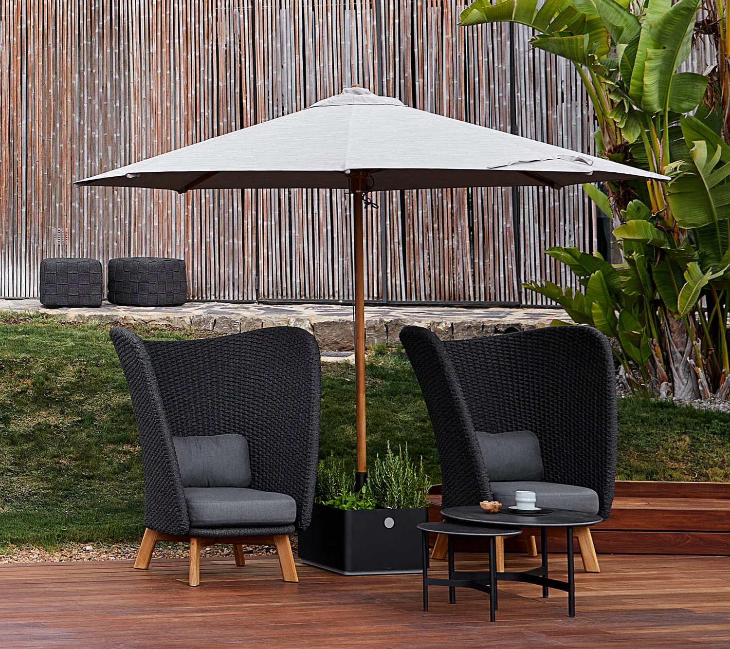 Cane-Line Grow parasolfod aluminium lava grey med hjul